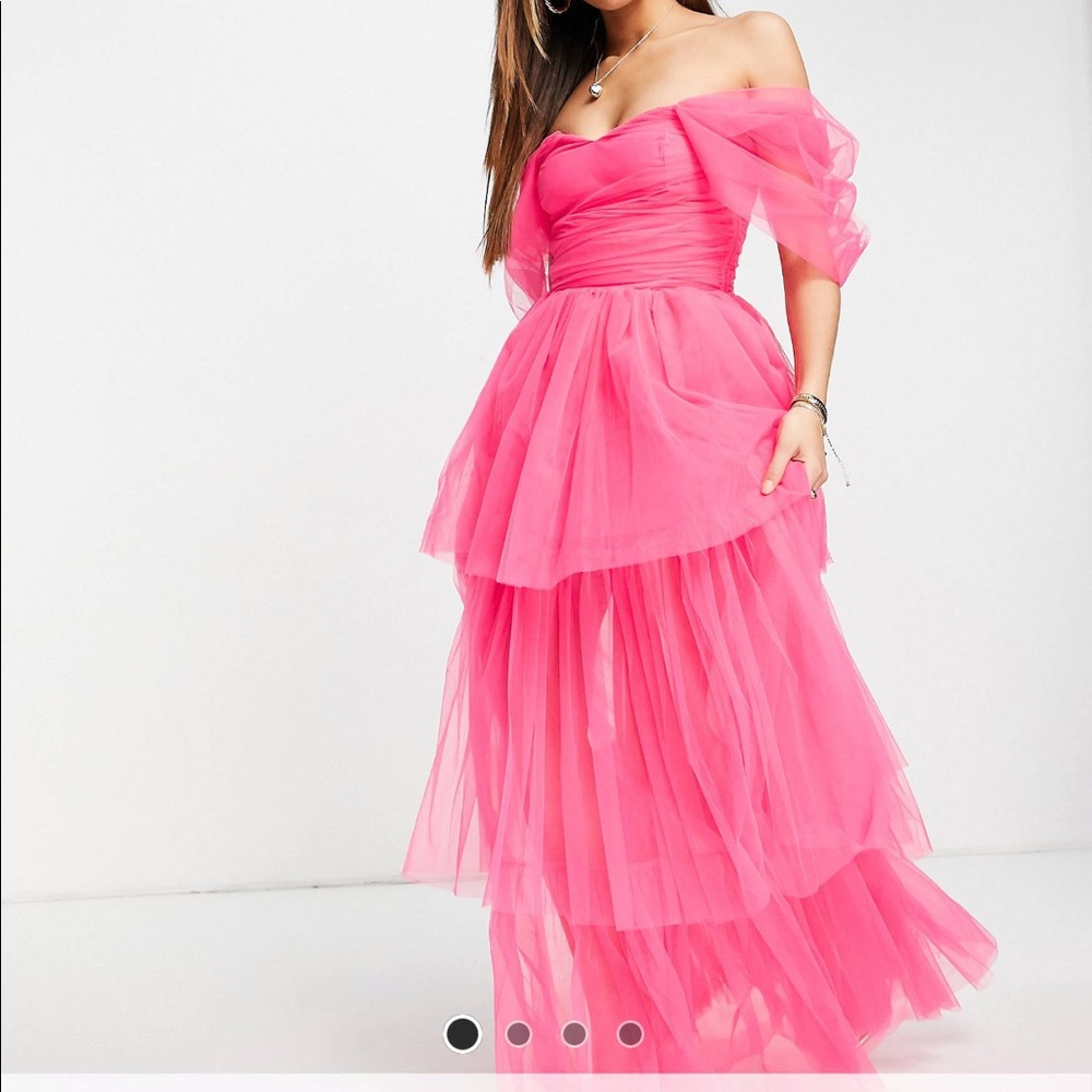 Neon Pink Tulle Asos Gown NWT